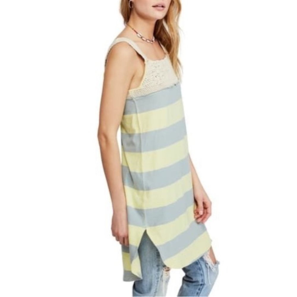 Free People Luca Crochet Stripe Tunic Tank XS NWT - Picture 2 of 15